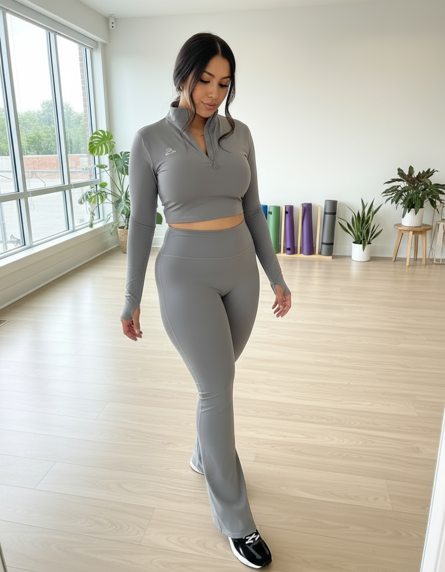 Stone Grey Bavino High Waisted Bumlift Flares